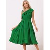 Allegra K Women's Summer One Shoulder Ruffle Neck Casual Flowy A-Line Tiered Sundresses - 3 of 4