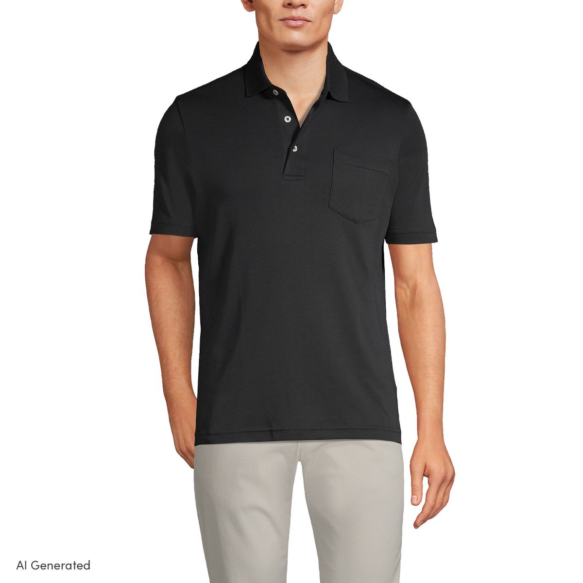 Lands' End Men's Short Sleeve Cotton Supima Polo Shirt with Pocket