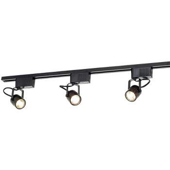 Pro Track 3-Head LED Wall or Ceiling Track Light Fixture Kit Linear Spot Light Adjustable Black Modern Kitchen Bathroom Living Room 48" Wide