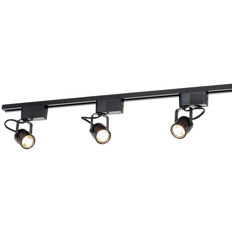 Pro Track 3-Head LED Wall or Ceiling Track Light Fixture Kit Linear Spot Light Adjustable Black Modern Kitchen Bathroom Living Room 48" Wide, 1 of 8