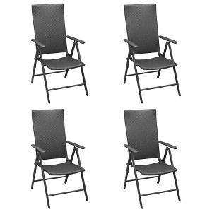 vidaXL Set of 4 Black Patio Chairs in Poly Rattan Material with Powder-Coated Aluminum Frames and 7 Reclining Settings, 21.7" x 25.2" x 41.3" - 1 of 4