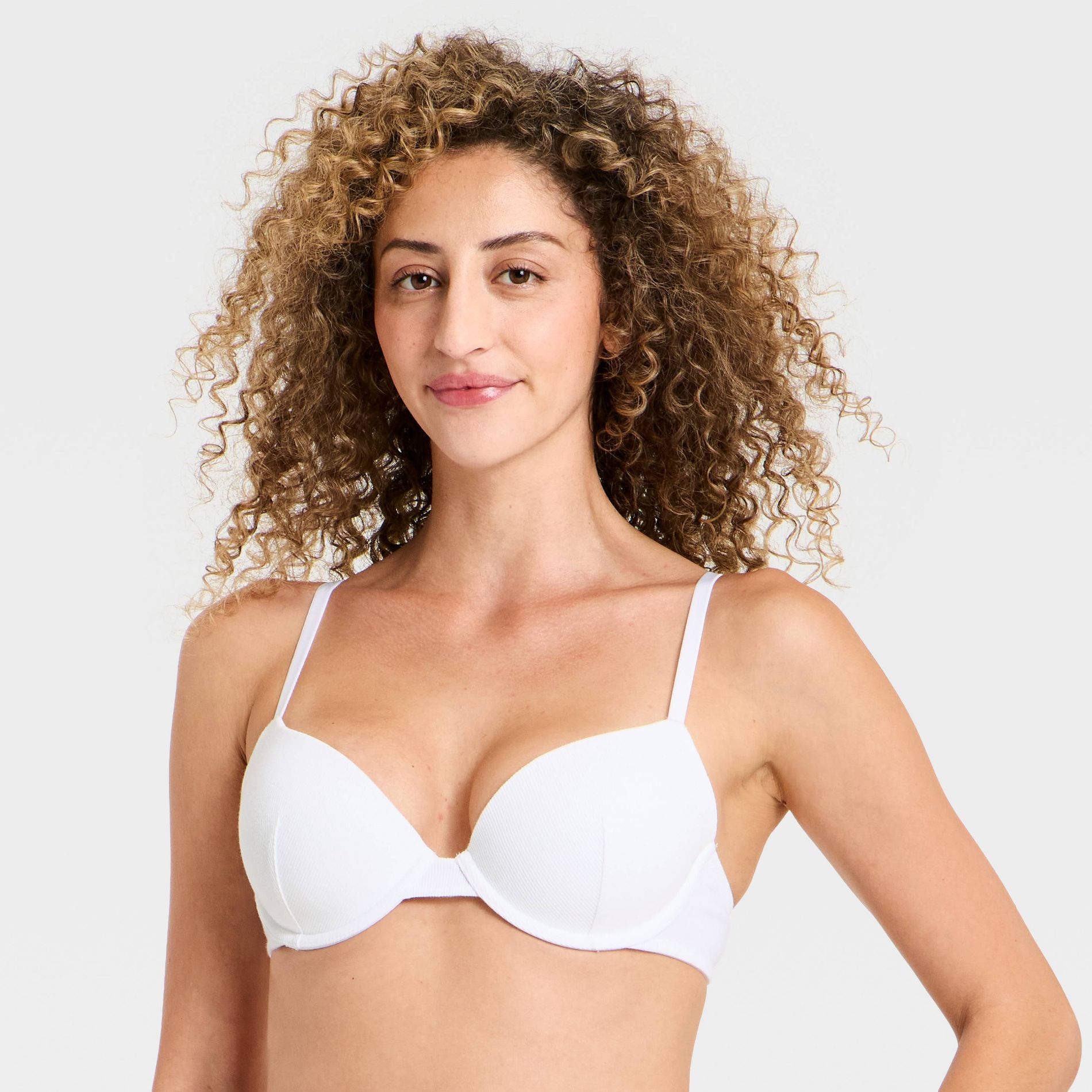 Women's Lightly Lined Ribbed Demi Bra - Wild Fable™ White 40C