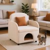 Rbied 2 in 1 Pet Friendly Fluffy Fabric Upholstered Accent Chair with Lumbar Pillow and Removable Base, Cream White - 2 of 4