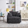 ModernLuxe Oversized Swivel Accent Chair with Ottoman, 360° Rotation Wide Seat Chenille Chair with 3 Pillows for Living Room - 2 of 4