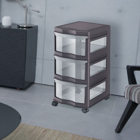 Life Story Classic 3 Shelf Storage Organizer Plastic Drawers, Gray (2 Pack)