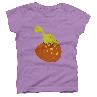Girl's Design By Humans Happy Cute Dino By parjono T-Shirt