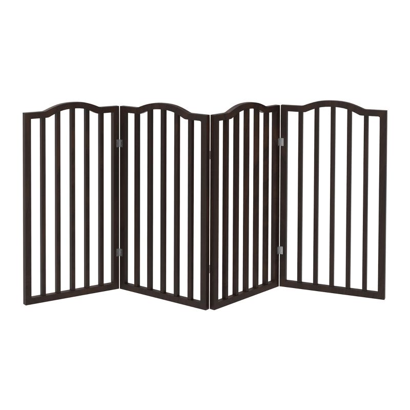 Indoor Pet Gate - 4-Panel Folding Dog Gate for Stairs or Doorways - 72x32-Inch Tall Freestanding Pet Fence for Cats and Dogs by PETMAKER (Brown), 3 of 4