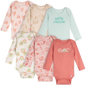 Onesies Brand Baby Girls' 6-Pack Long Sleeve Onesies Bodysuits - 1 of 4