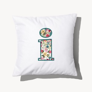 Personalization Mall Boho Floral Initial Embroidered Applique Throw Pillow - 1 of 3