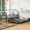 ALEXOUN Twin Over Full Metal House Bunk Bed, Metal Bed Frame with Roof and Built-in Ladder, No Box Spring Needed,for Small Spaces - 2 of 4