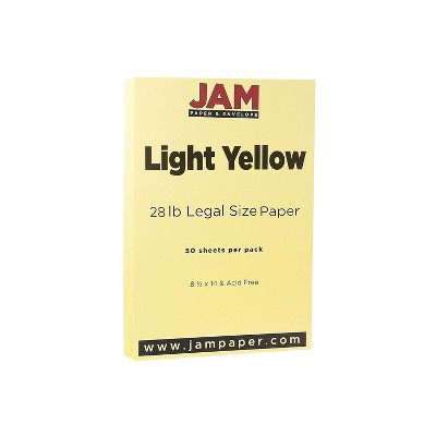 JAM Paper Legal Matte 28lb Paper 8.5 x 14 Light Yellow 50 Sheets/Pack (16729336) 