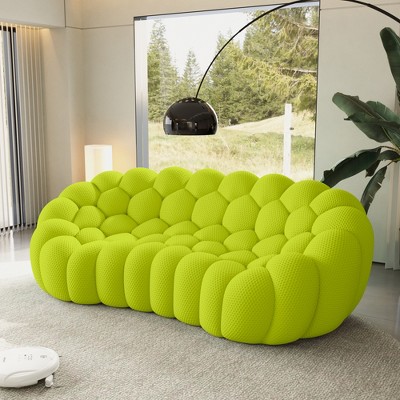 WJSHome Bubble Sofa,98.43'' Comfy Breathable Mesh Fabric Upholstered Curved Couch, 3D Honeycomb Shape Modern Couch for Living Room