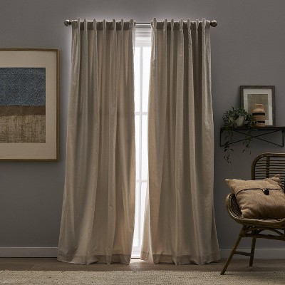 84" Beige Linen Back Tab Room Darkening Curtain Panels