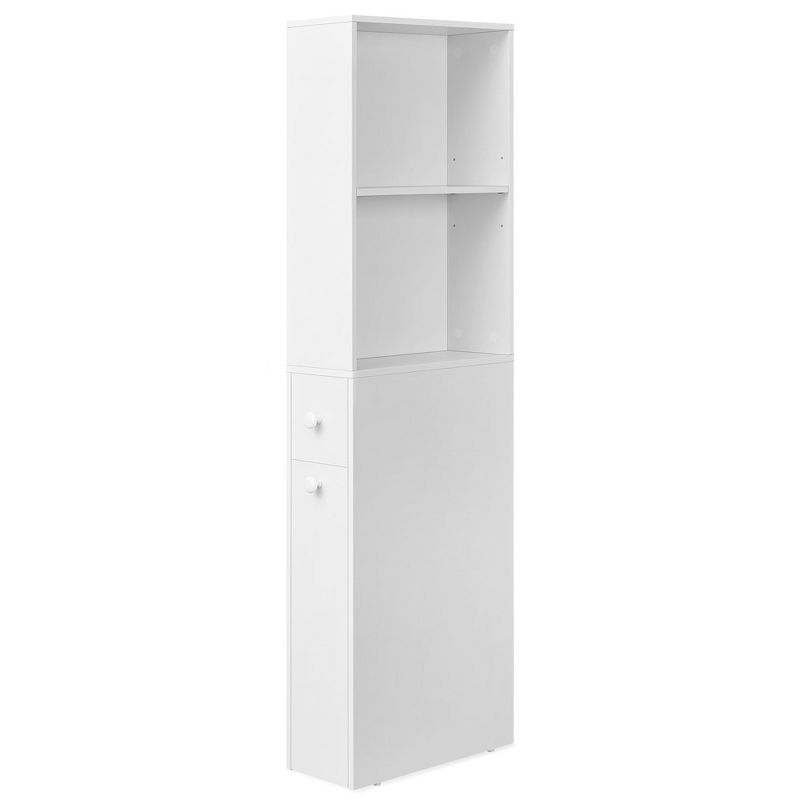 VASAGLE Slim Bathroom Storage Cabinet, Narrow Bathroom Cabinet, Freestanding Cabinet with Storage Drawers and Adjustable Shelf, White, 1 of 7