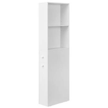 VASAGLE Slim Bathroom Storage Cabinet, Narrow Bathroom Cabinet, Freestanding Cabinet with Storage Drawers and Adjustable Shelf, White