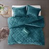 Gulches Full Queen Teal 4 Piece Velvet Comforter Set with Throw Pillow - 3 of 4