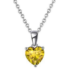 Birthstone Heart Necklace for Women Solitaire Cz Sterling Silver Ginger Lyne Collection - 1 of 4