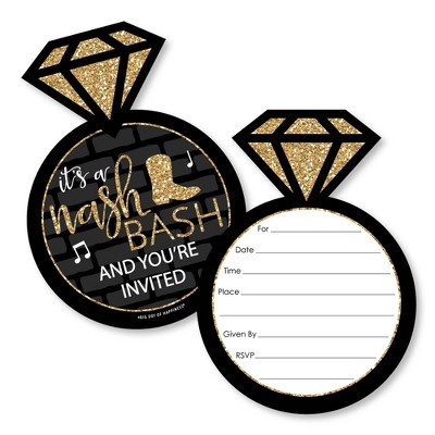 Big Dot of Happiness Nash Bash - Shaped Fill-in Invitations - Nashville Bachelorette Party Invitation Cards with Envelopes - Set of 12