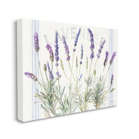 Stupell Industries Lavender Floral Cluster Farmhouse Bistro Stripes Gallery  Wrapped Canvas Wall Art, 16 x 20