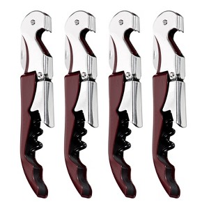 Unique Bargains Double Hinged Wine Bottle Openers with Foil Cutter 5" 4 Pcs - 1 of 4