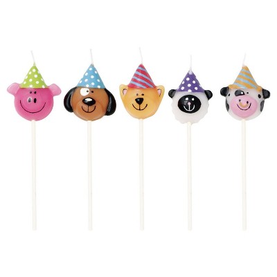  5ct Farm Animal Pick Candles 