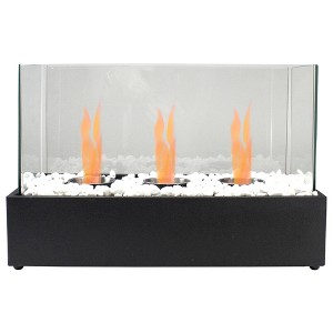 Northlight 17.75" Bio Ethanol Ventless Portable Tabletop Triple Fireplace with Flame Guard - 1 of 4