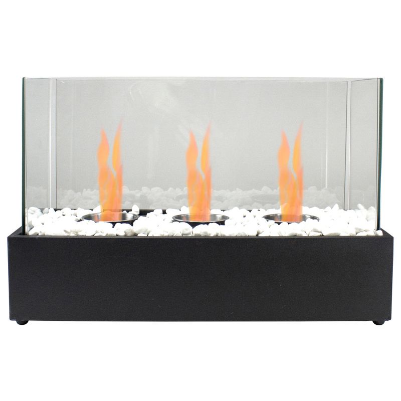 Northlight 17.75" Bio Ethanol Ventless Portable Tabletop Triple Fireplace with Flame Guard, 1 of 8