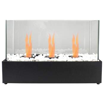 Northlight 17.75" Bio Ethanol Ventless Portable Tabletop Triple Fireplace with Flame Guard