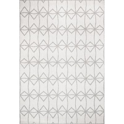 Light Gray Geometric Trellis 80'' Synthetic Indoor/Outdoor Rug