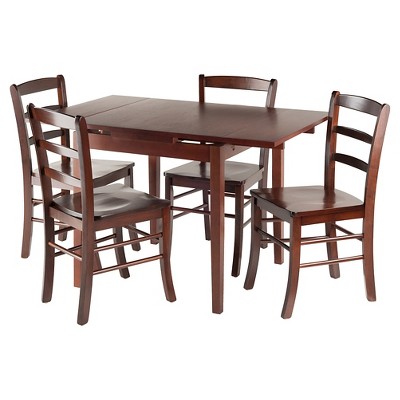 5pc Pulman Dining Set with Ladder Back Chairs Wood/Walnut - Winsome