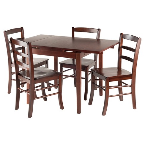 5pc Pulman Dining Set with Ladder Back Chairs Wood/Walnut - Winsome - image 1 of 4