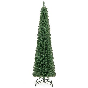 Resenkos 7-Ft Pencil Christmas Tree with Memory Wire Branches and LEDs - Green - 1 of 4