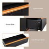 Karl Home Black Salon Styling Storage Station with Square Mirror and 3 Drawers - 3 of 4