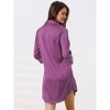 cheibear Women's Button Down 3/4 Sleeve Mini Nightshirt Dress - 4 of 4