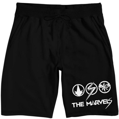 The Marvels Movie Logo and Icons Men's Black Lounge Shorts