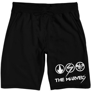 The Marvels Movie Logo and Icons Men's Black Lounge Shorts - 1 of 4