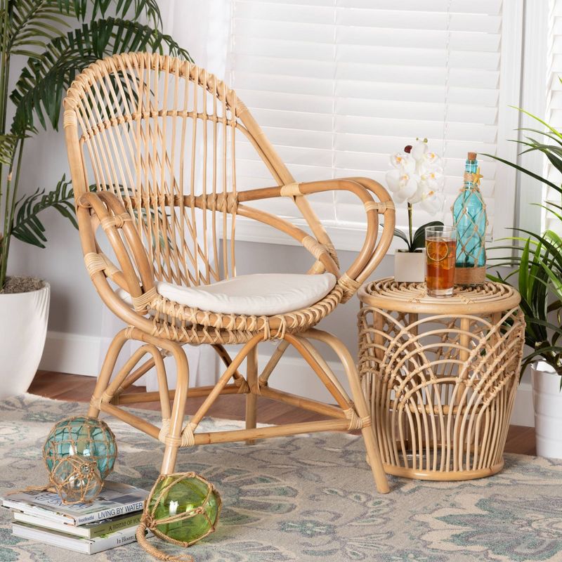 Jayden Fabric Upholstered and Rattan Accent Chair White/Natural - bali &#38; pari, 3 of 10