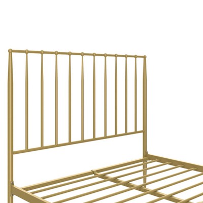 Giulia Gold Queen Metal Platform Bed with Vertical Slat Headboard