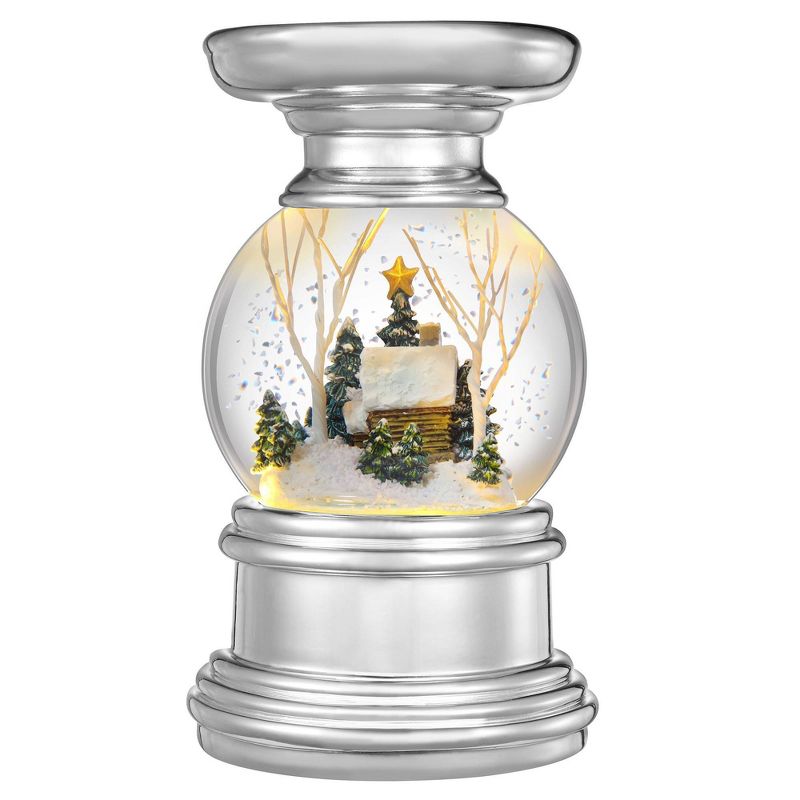 Snow Burst LED Christmas Snow Globe Candle Holder Log Cabin Decorative Holiday Scene Props - Haute D&#233;cor, 4 of 5