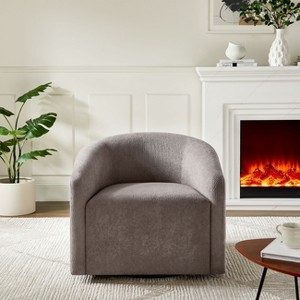 VANOMi 29.53" Swivel Barrel Accent Chair in Teddy Fleece Upholstery - 1 of 4