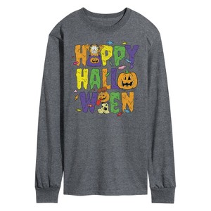 Men's - Garfield - Happy Halloween Icons Long Sleeve Graphic T-Shirt - 1 of 4