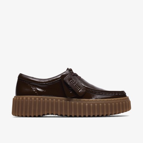 Обувь Clarks Womens Torhill Bee Dark Brown Patent Shoes 8.5 Medium