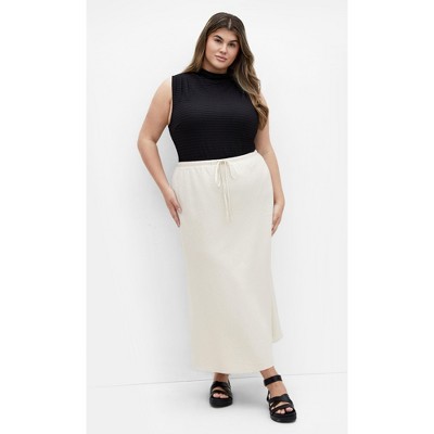 Women's Plus Size Vivien Linen Skirt - cream | CITY CHIC