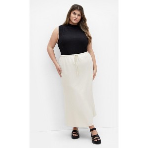 Women's Plus Size Vivien Linen Skirt - cream | CITY CHIC - 1 of 4