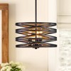 DAKAFUL Rustic Swirl Cage Chandelier,Vintage Iron & Walnut Pendant Light,Adjustable Ceiling Light for Kitchen Island/Living Room/Entryway - 2 of 4