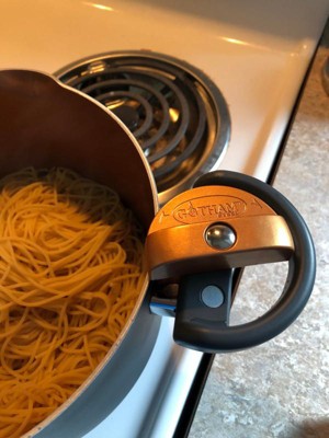 Gotham Steel Aqua Blue 5-qt Multipurpose Pasta Pot with Strainer Lid &  Twist and Lock Handles