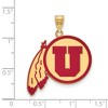 Black Bow Jewelry 14k Yellow Gold Plated Sterling Silver Utah Runnin Utes NCAA Extra Large Pendant - 2 of 3