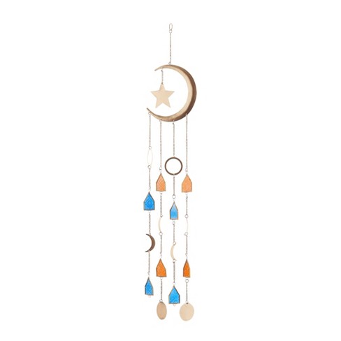 41.5" Iron Contemporary Moon and Star Windchime Gold/Orange/Blue - Olivia & May - image 1 of 4