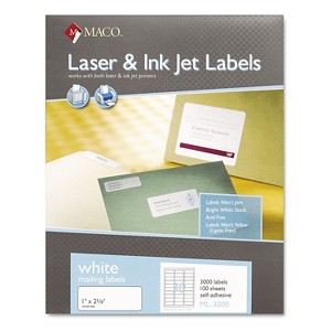 MACO White Laser/Inkjet Shipping & Address Labels 1 x 2 5/8 3000/Box ML3000 - 1 of 2