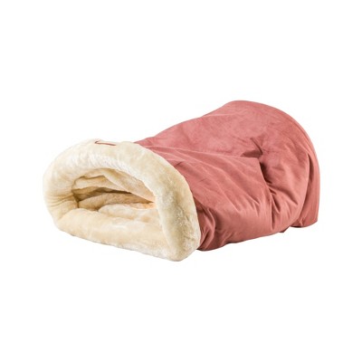 Small Indian Red and Beige Faux Suede Cat Bed